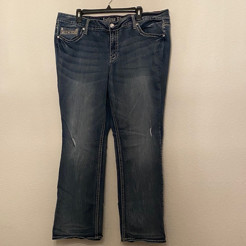 Antique Rivet Women's Boot Cut Jeans in Deep Blue